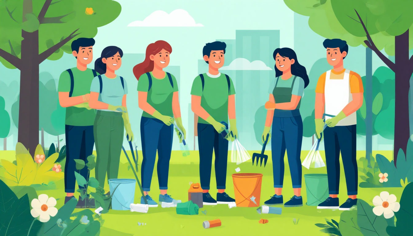 Команда сотрудников участвует в экологическом тимбилдинге