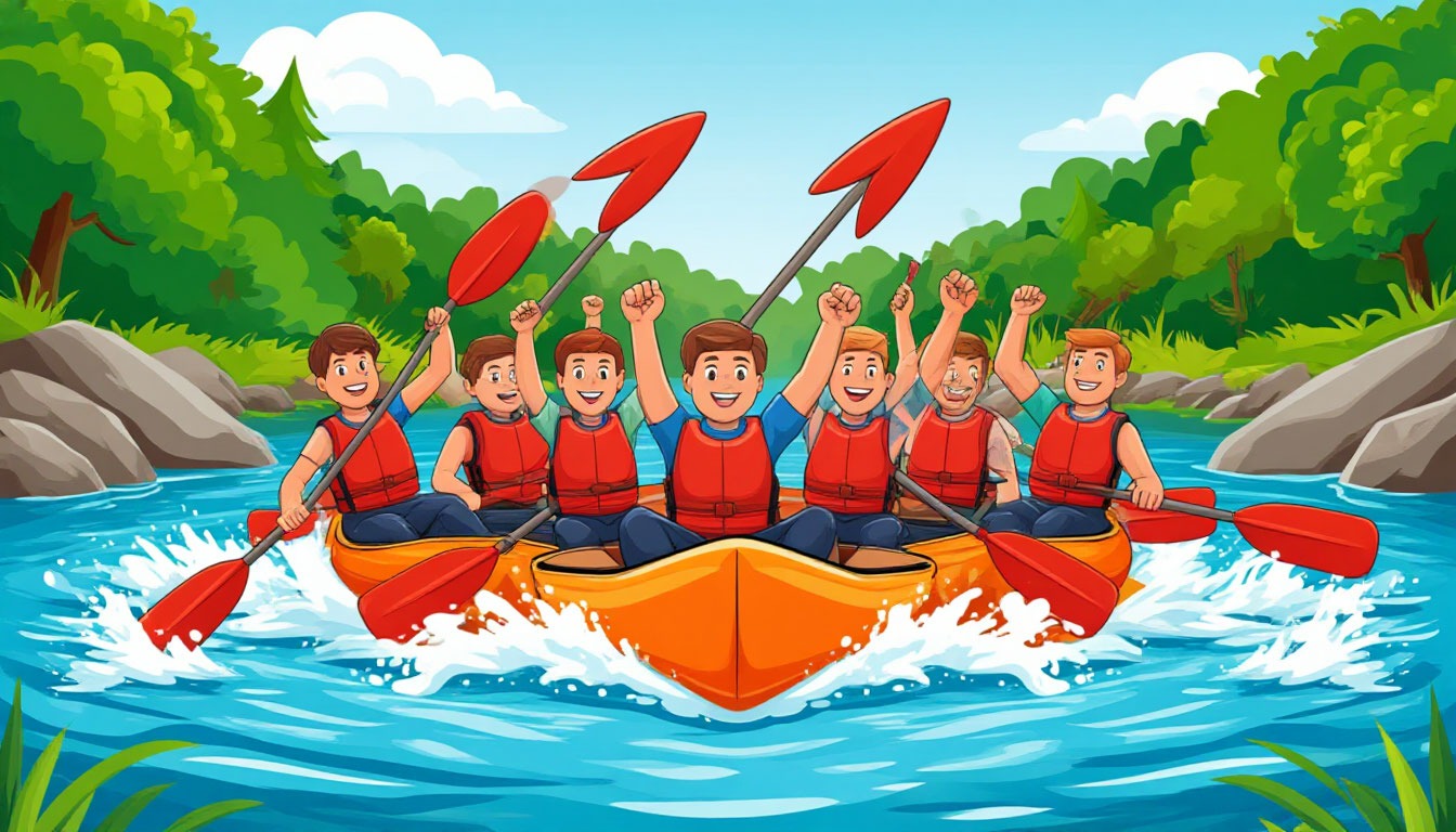 командная работа на рафтинге синхронная гребля