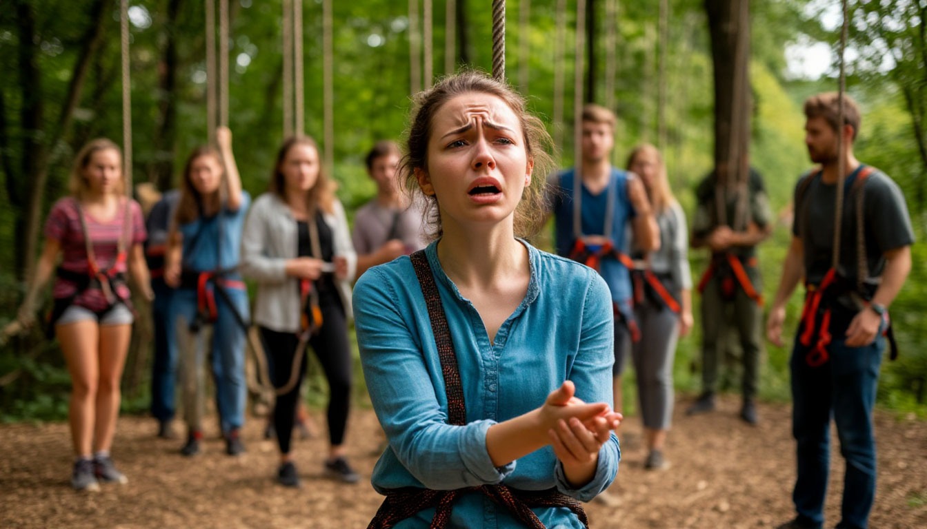 Участник отказывается от участия в верёвочном курсе из-за дискомфорта