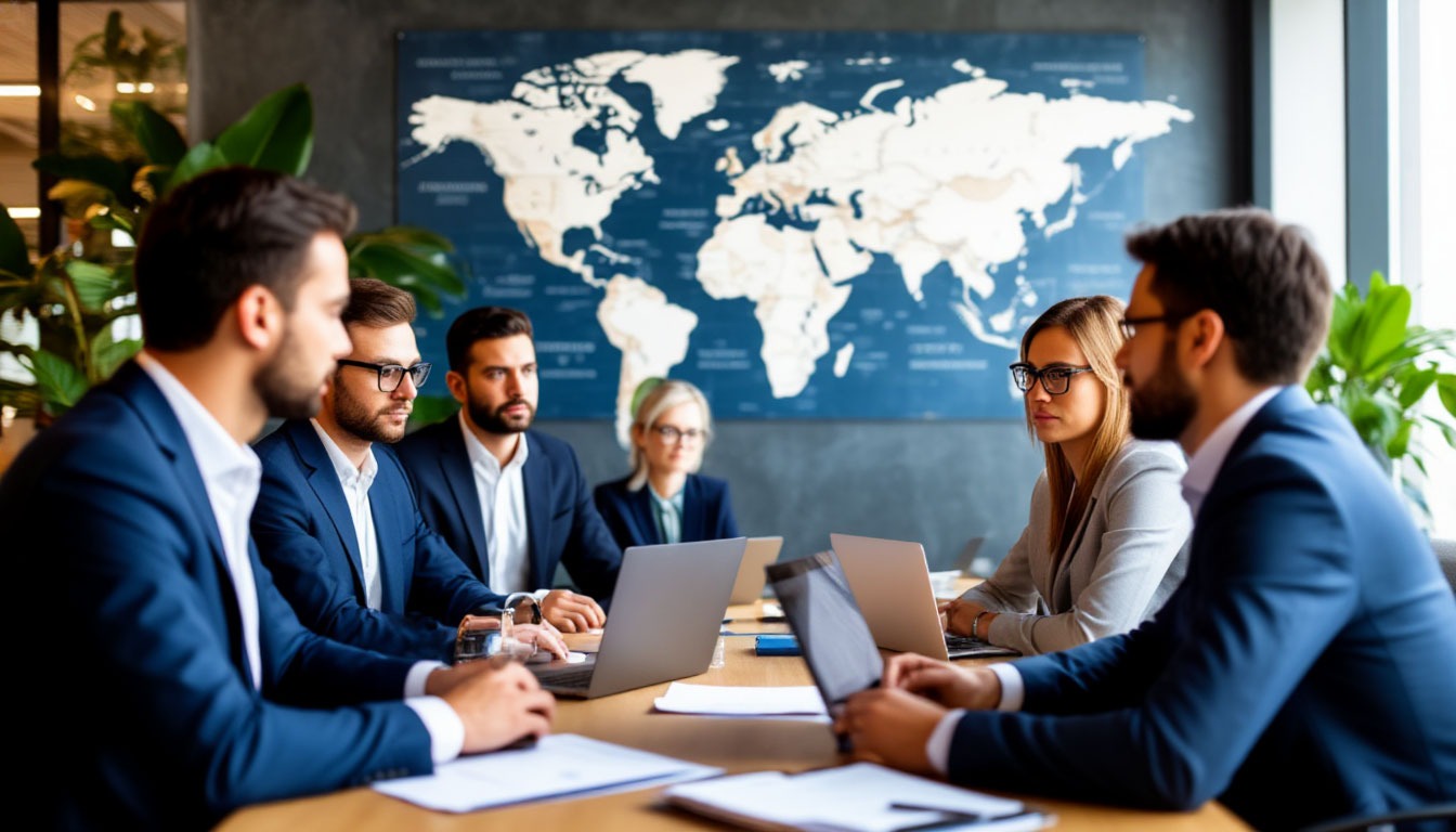 Команда с MICE-агентством планирует международное мероприятие в офисе