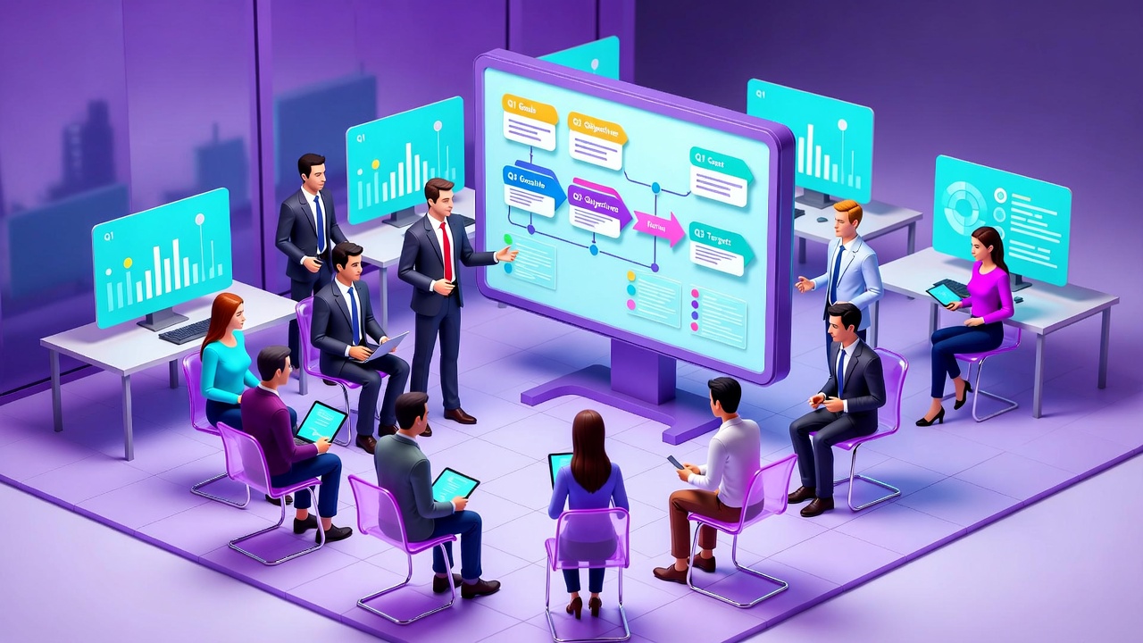 Иллюстрация стратегического циклового собрания компании
