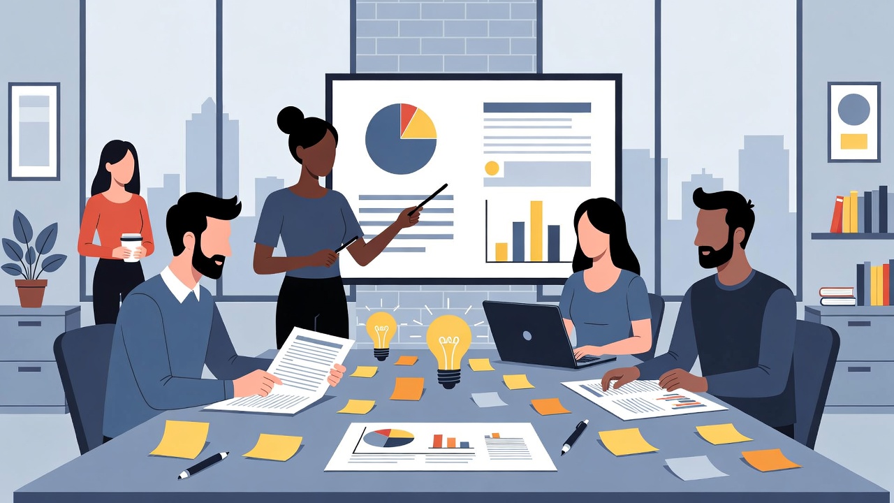 команда обсуждает идеи инфоповода на рабочей встрече