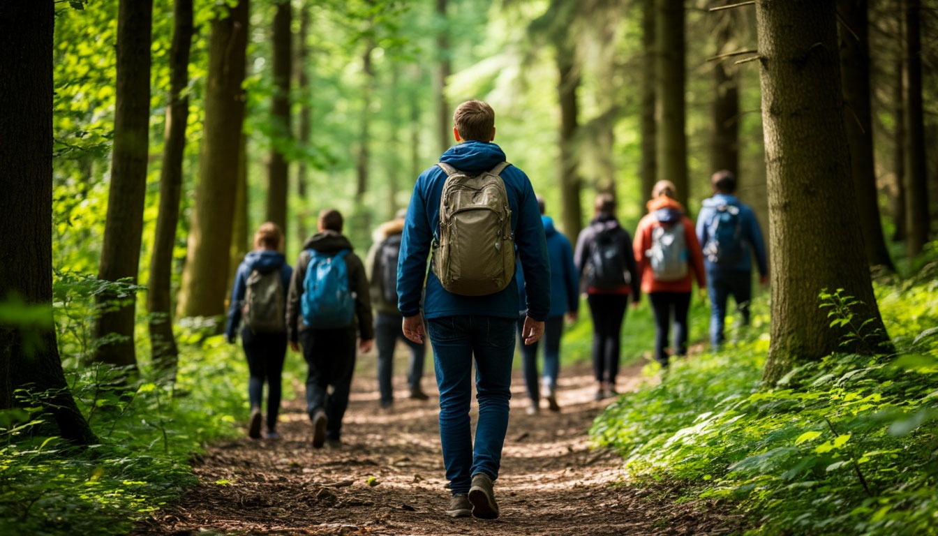 Проявление лидерства и поддержки в команде на природе