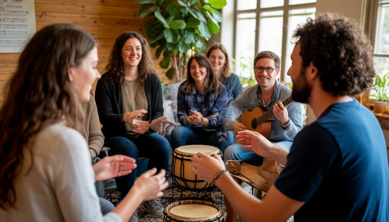 Организация барабанного круга с фасилитатором и участниками