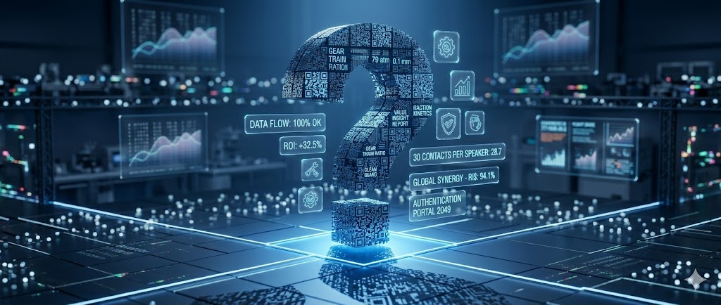 Технологичный знак вопроса, состоящий из QR-кодов, для раздела FAQ