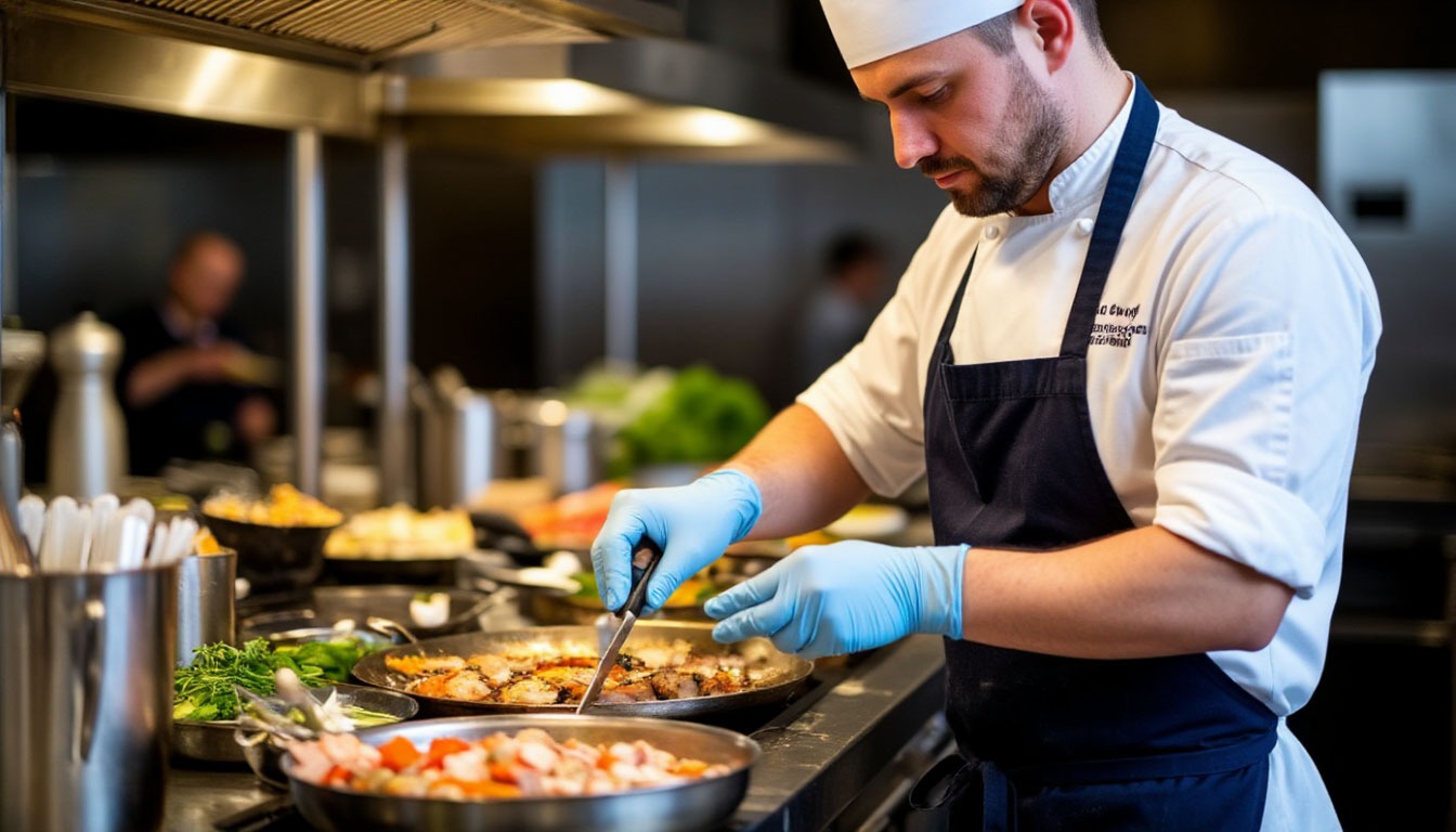 Гастрономический театр на мероприятии — шеф-повар готовит перед аудиторией