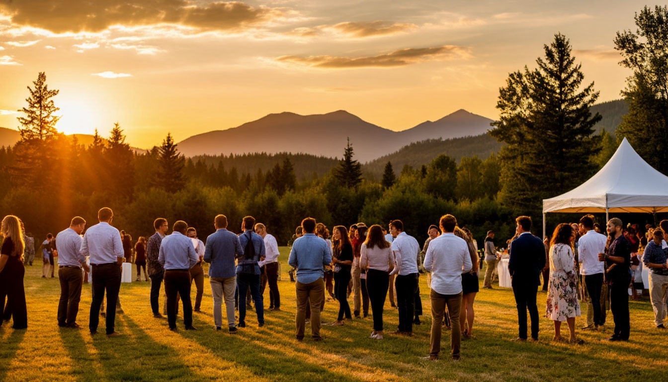 Корпоратив на открытой площадке на природе с живым общением гостей