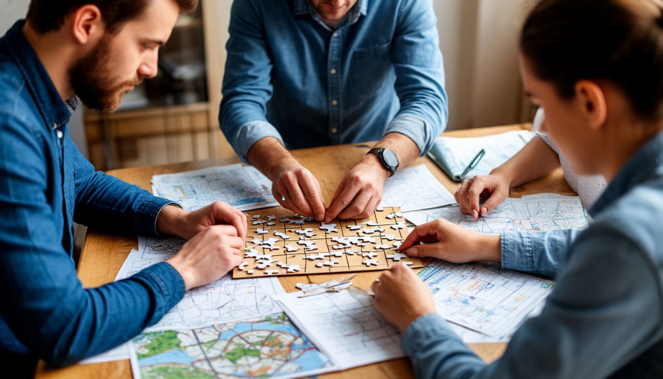 Команда работает с заданиями и подсказками