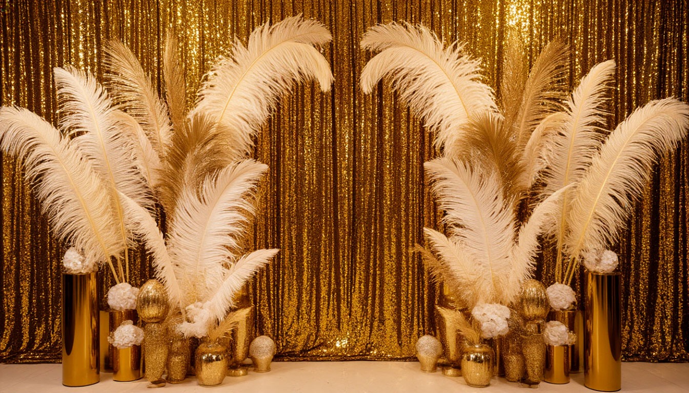 фотозона в стиле Гэтсби с золотым декором