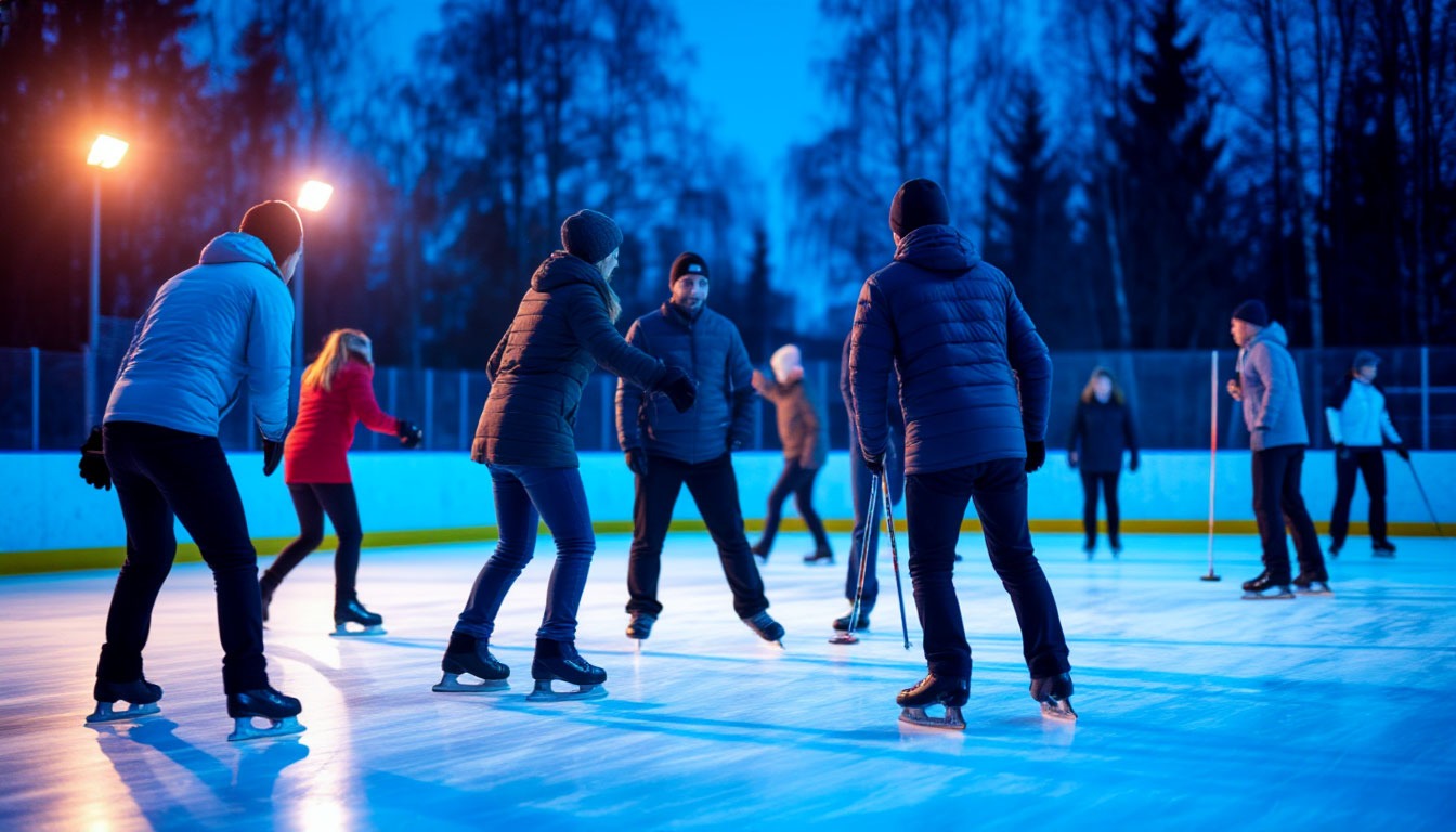 Зимний тимбилдинг на льду — кёрлинг и коньки