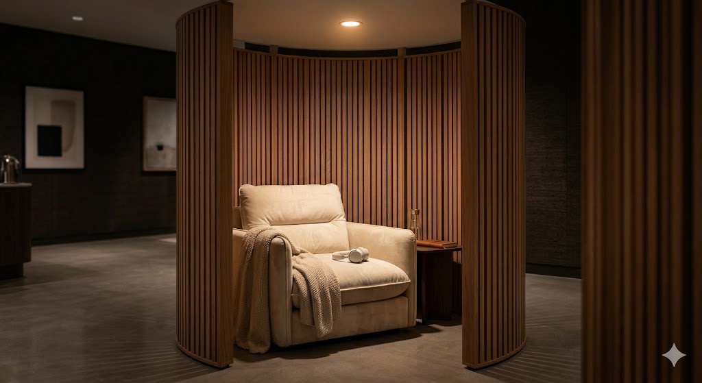 Звукоизолированная кабина уединения (quiet room) для отдыха участников
