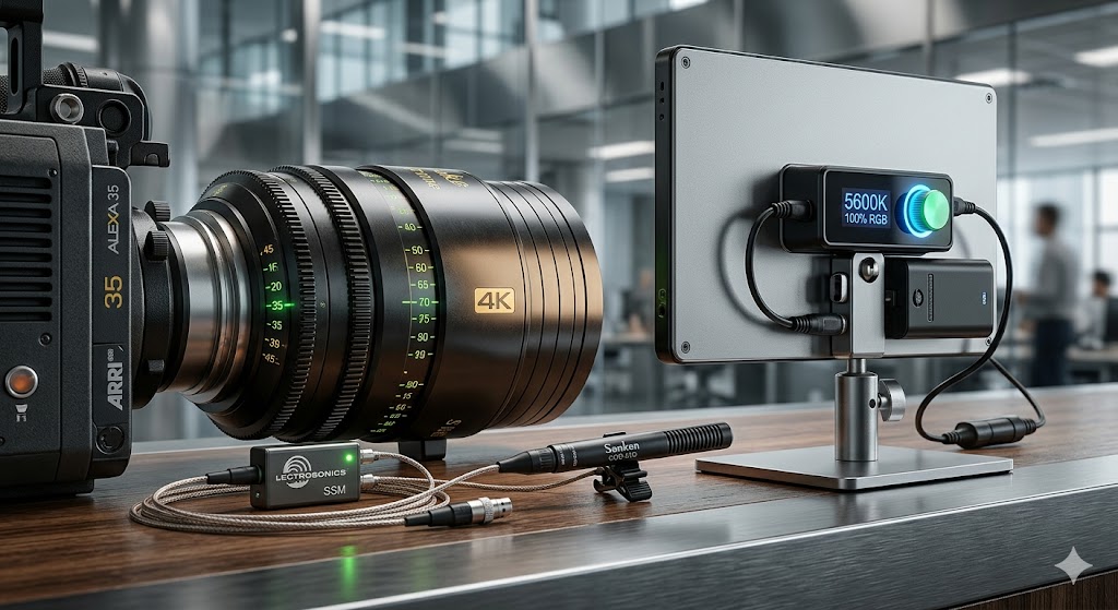 Профессиональное оборудование: 4K-камеры, LED-свет и микрофоны
